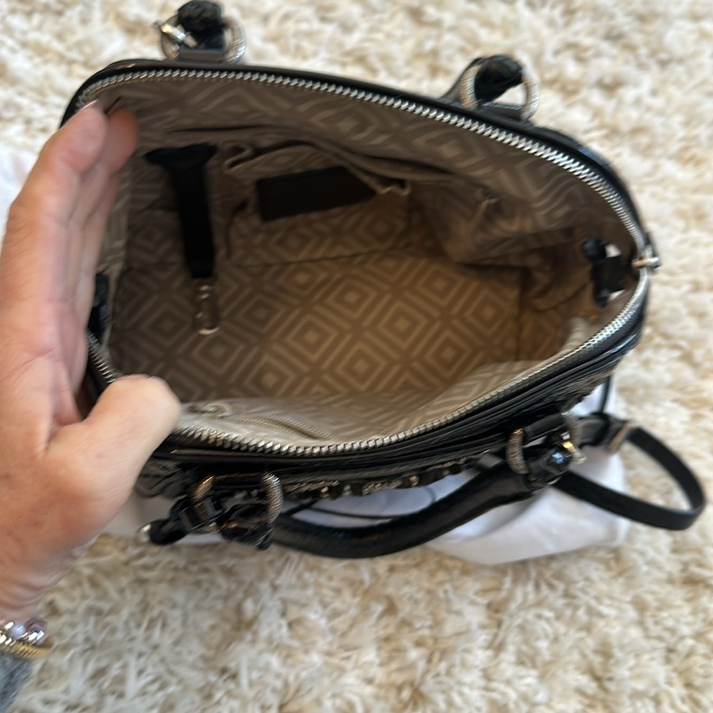 Brighton Czarina stunning jewel black patent leather combo detailed bag - Picture 14 of 17